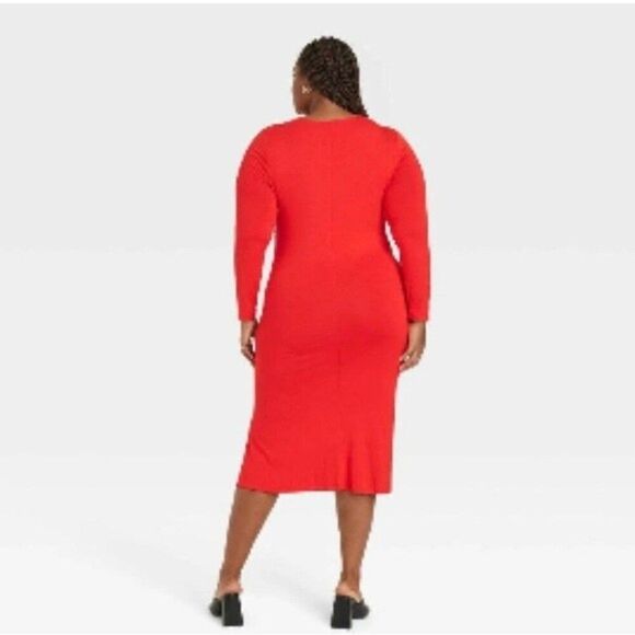 Ava & Viv Front Cutout Red Ruched Dress Size 3X - Picture 3 of 6